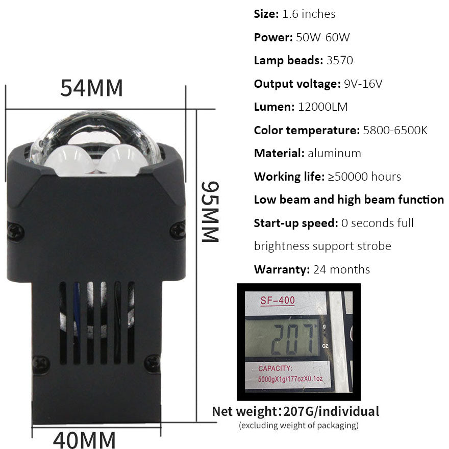 1.6" Dual Laser LED Lens for Car Light