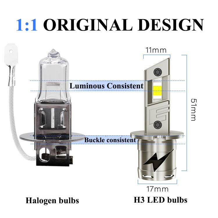 H3 Headlight Bulbs Mini LED Car Light Fanless - Phoenix Auto Lighting