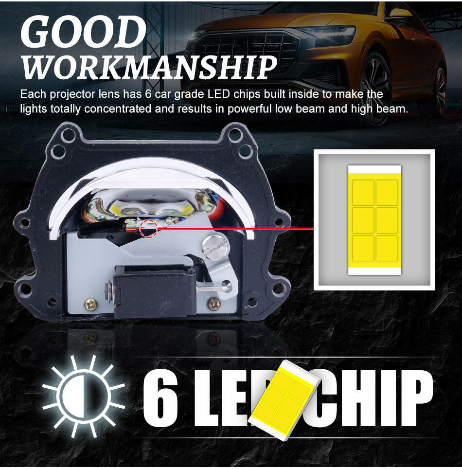 H4 Car Bi Led Projector Lens – Phoenix Auto Lighting