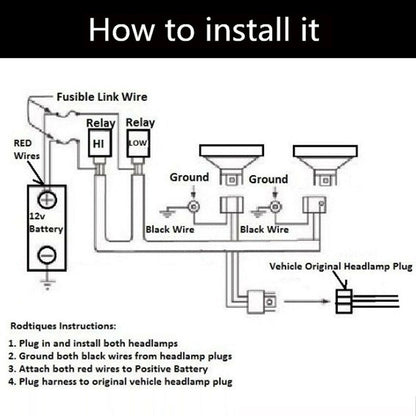 H4 Relay Wiring Harness - Phoenix Auto Lighting
